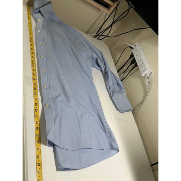 Stafford Shirt Mens 17 Blue Regular Fit Button Up Long Sleeve‎ Dress Performance - Picture 10 of 10